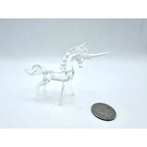 Vintage Miniature Hand Blown Glass Crystal Unicorn Horse Figurine